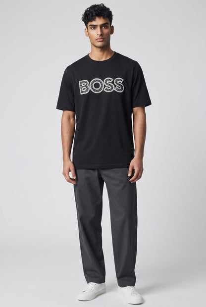 Boss Textured Logo T Shirt