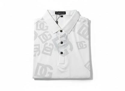 Dolce & Gabbana White Polo Shirt 🤍✨ Monogram Print Edition