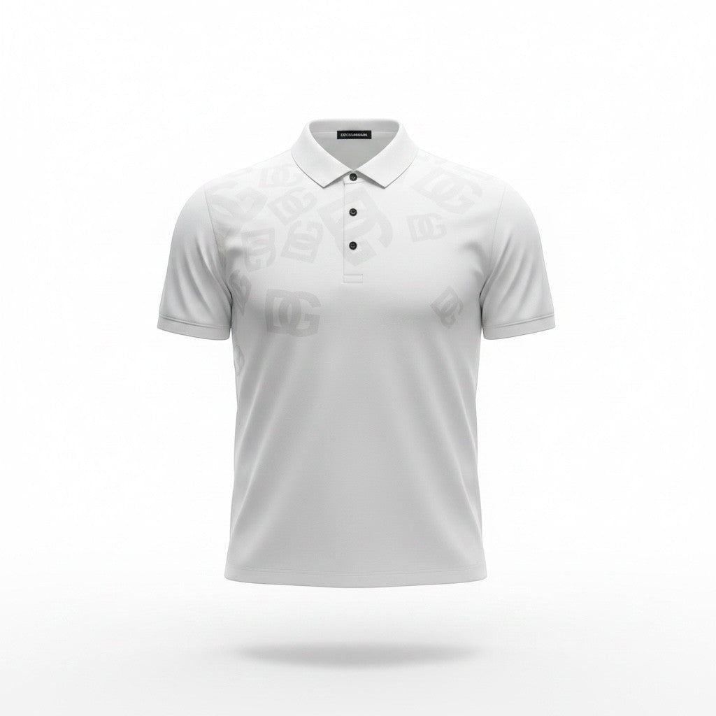 Dolce & Gabbana White Polo Shirt 🤍✨ Monogram Print Edition