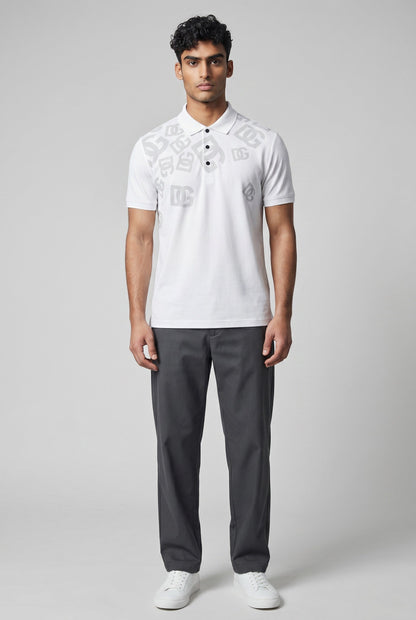 Dolce & Gabbana White Polo Shirt 🤍✨ Monogram Print Edition