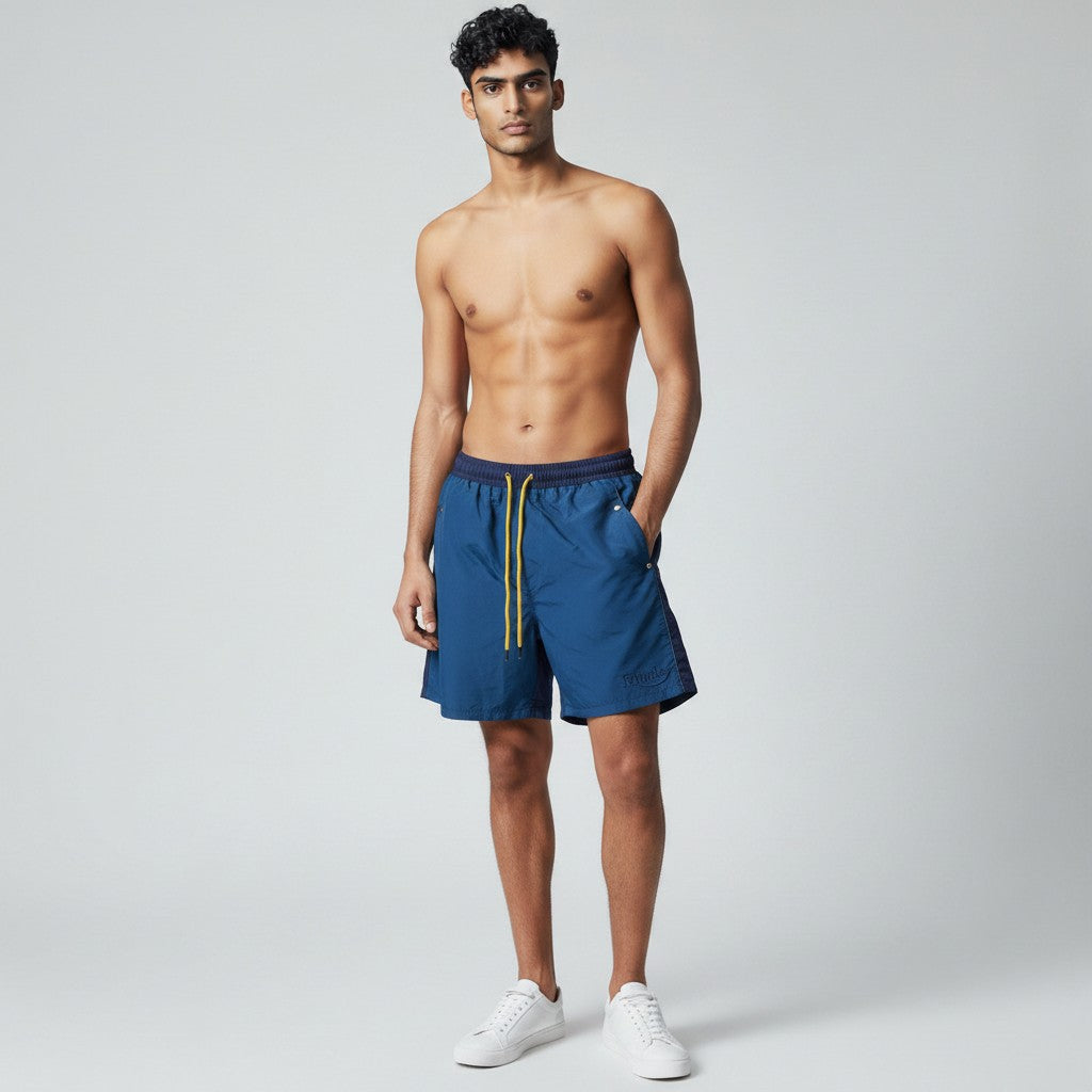 Rhude Blue Panel Swim Shorts – Sleek & Sporty