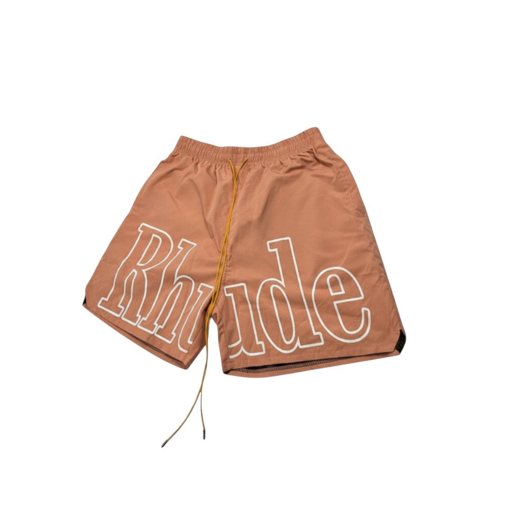 Rhude Brown Swim Shorts – Signature Oversized Logo