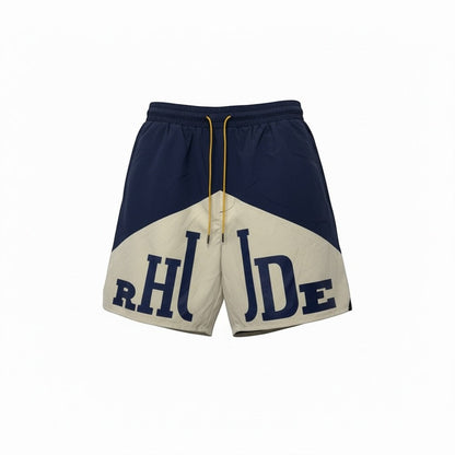 Rhude Panel Logo Swim Shorts – Navy & Cream