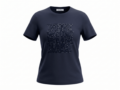 Max Mara Navy Sequin Logo T-Shirt 💙✨