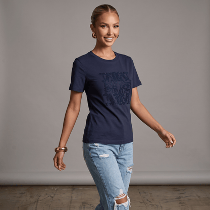 Max Mara Navy Sequin Logo T-Shirt 💙✨