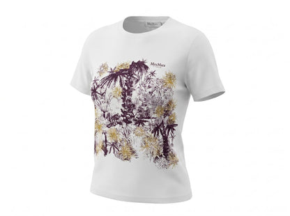 🤍 Max Mara White Floral Graphic T-Shirt – Elegant Casual Tee ✨