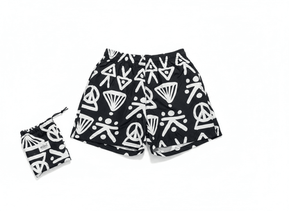Mini Abstract Print Swim Shorts 🖤⚡