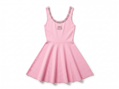 Miu Miu Crystal Embellished Pink Mini Dress 💎✨one size