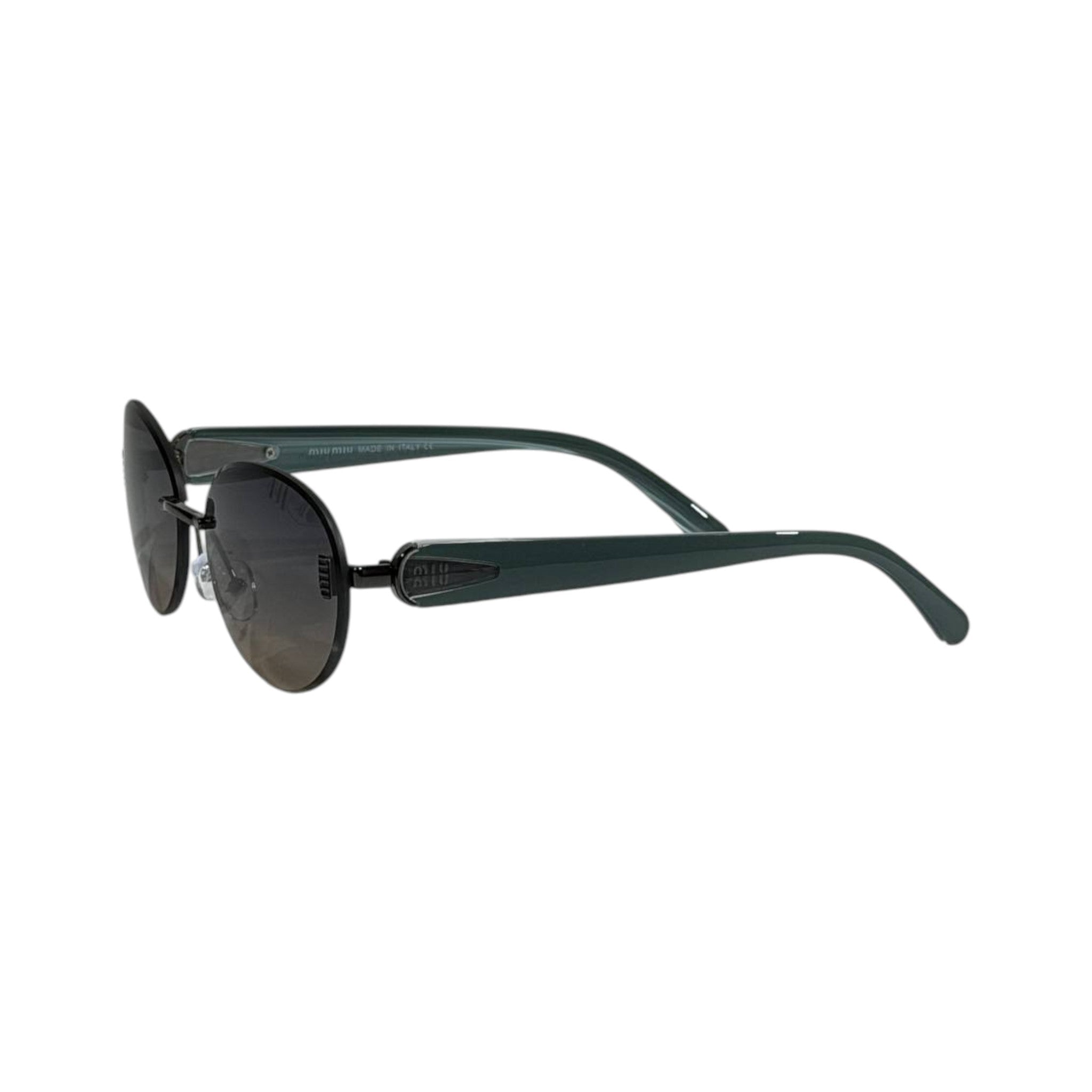 Miu Miu Oval Sunglasses – Green & Silver Chic Luxury 🕶️💚✨