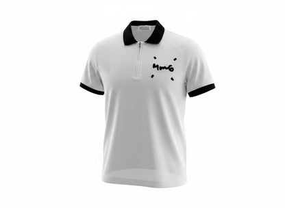 MM6 Maison Margiela Zip Polo Shirt – White & Black Edition 🤍🖤