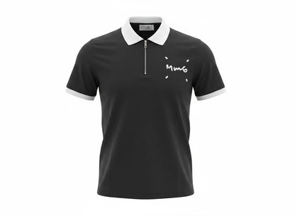 MM6 Maison Margiela Zip Polo T-Shirt – Black & White Edition 🖤✨