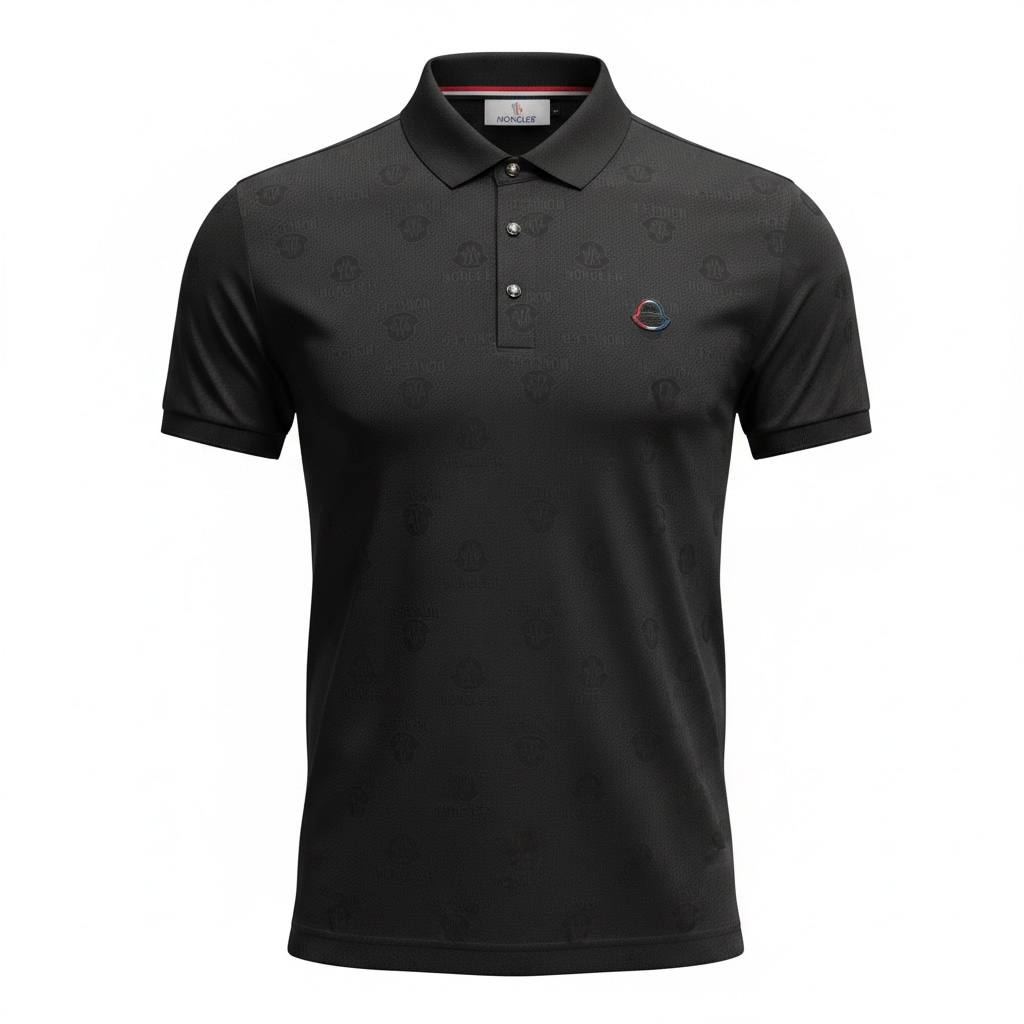 🖤 Moncler Style Black Polo – Tonal Logo Luxury Essential 👕🔥