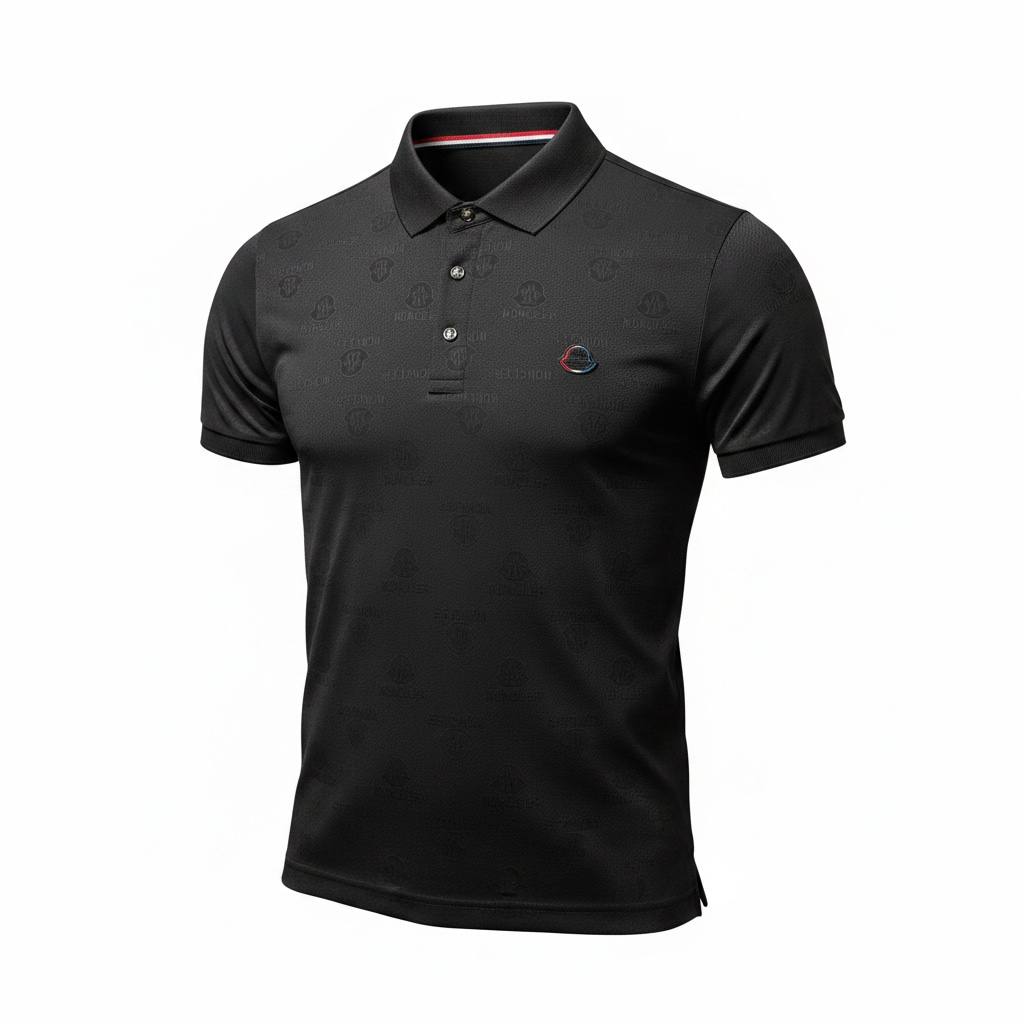 🖤 Moncler Style Black Polo – Tonal Logo Luxury Essential 👕🔥