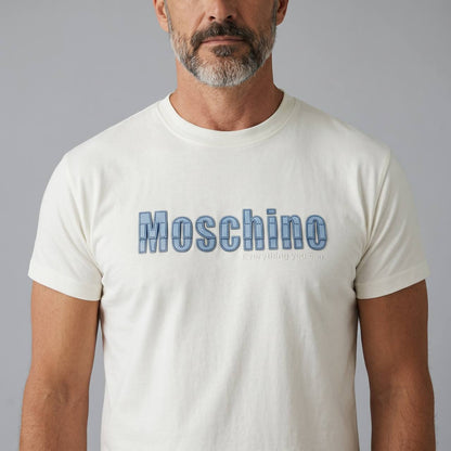 Moschino Minimal Logo T-Shirt – White & Blue Luxury Edition 🤍💙