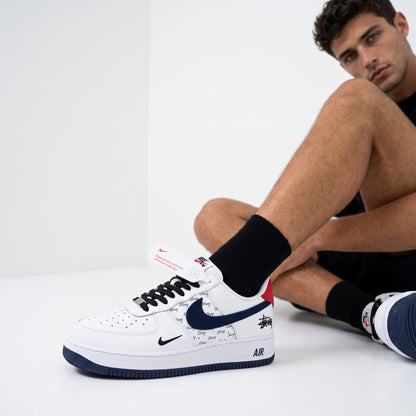 Nike Air Force 1 Low — White, Navy & Red