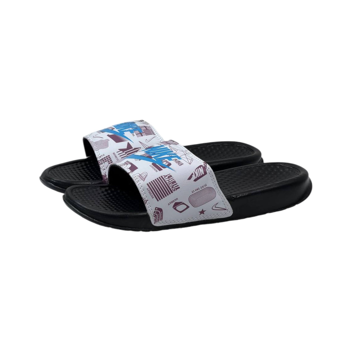 🏙️ Nike Benassi City Edition Slides – White Graphic Print