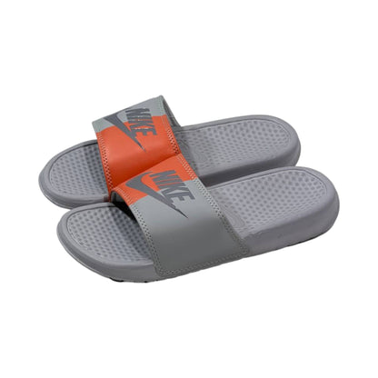 🩶🧡 Nike Benassi Dual Tone Slides – Grey & Orange Edition