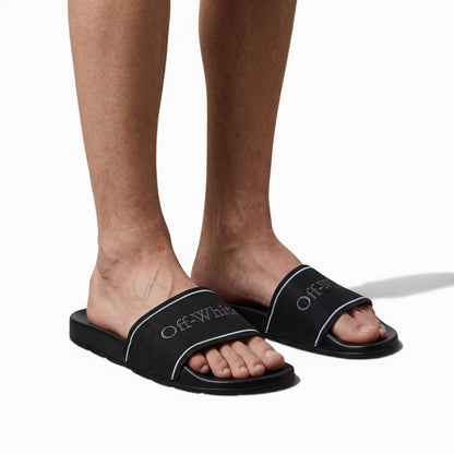 Off-White Black Logo Slides – Premium Streetwear Comfort Sandals 🖤👡