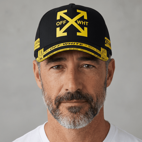 🧢💛 Off-White Industrial Arrow Baseball Cap – Black & Yellow ⚫🟡