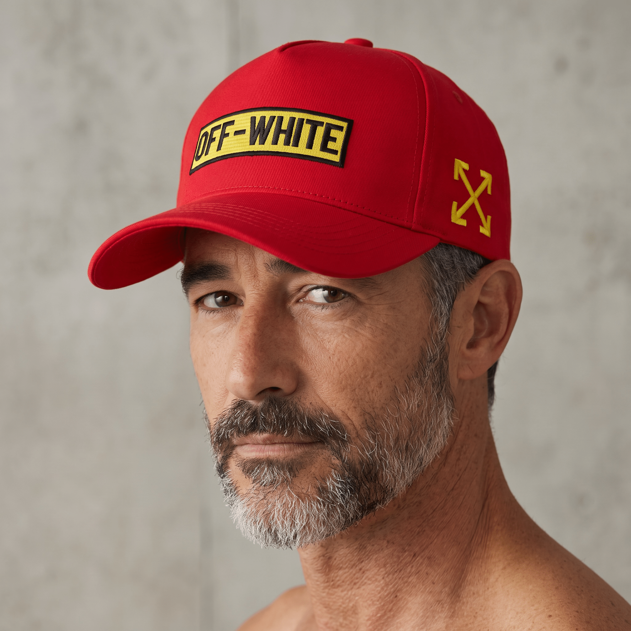 🧢❤️ Off-White Logo Baseball Cap – Red & Yellow 🔥