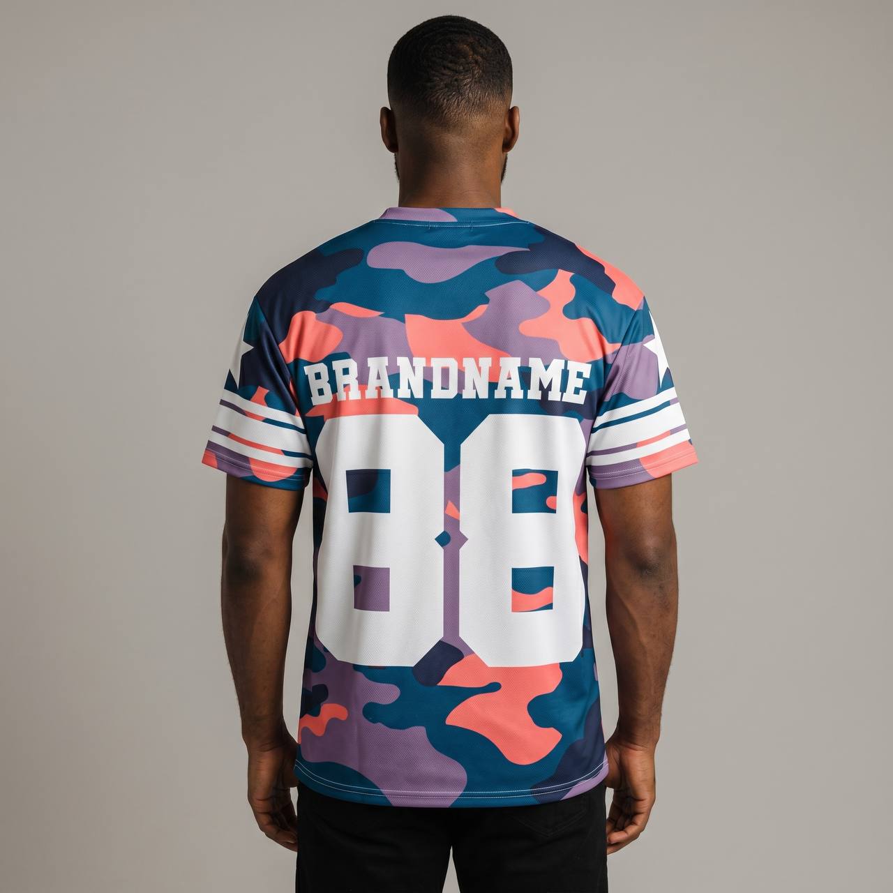 🌈 Pastel Camo 88 Oversized Football Jersey – Modern Streetwear Sports Edition ⚡
