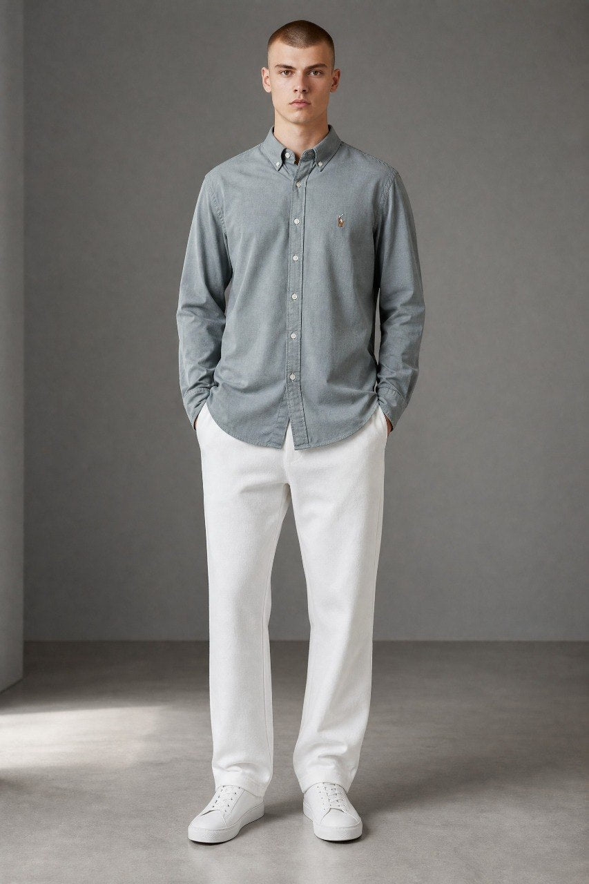 Polo Ralph Lauren Premium Oxford Button-Down Shirt for Men – Classic Relaxed Fit Smart Casual Shirt 🩶✨