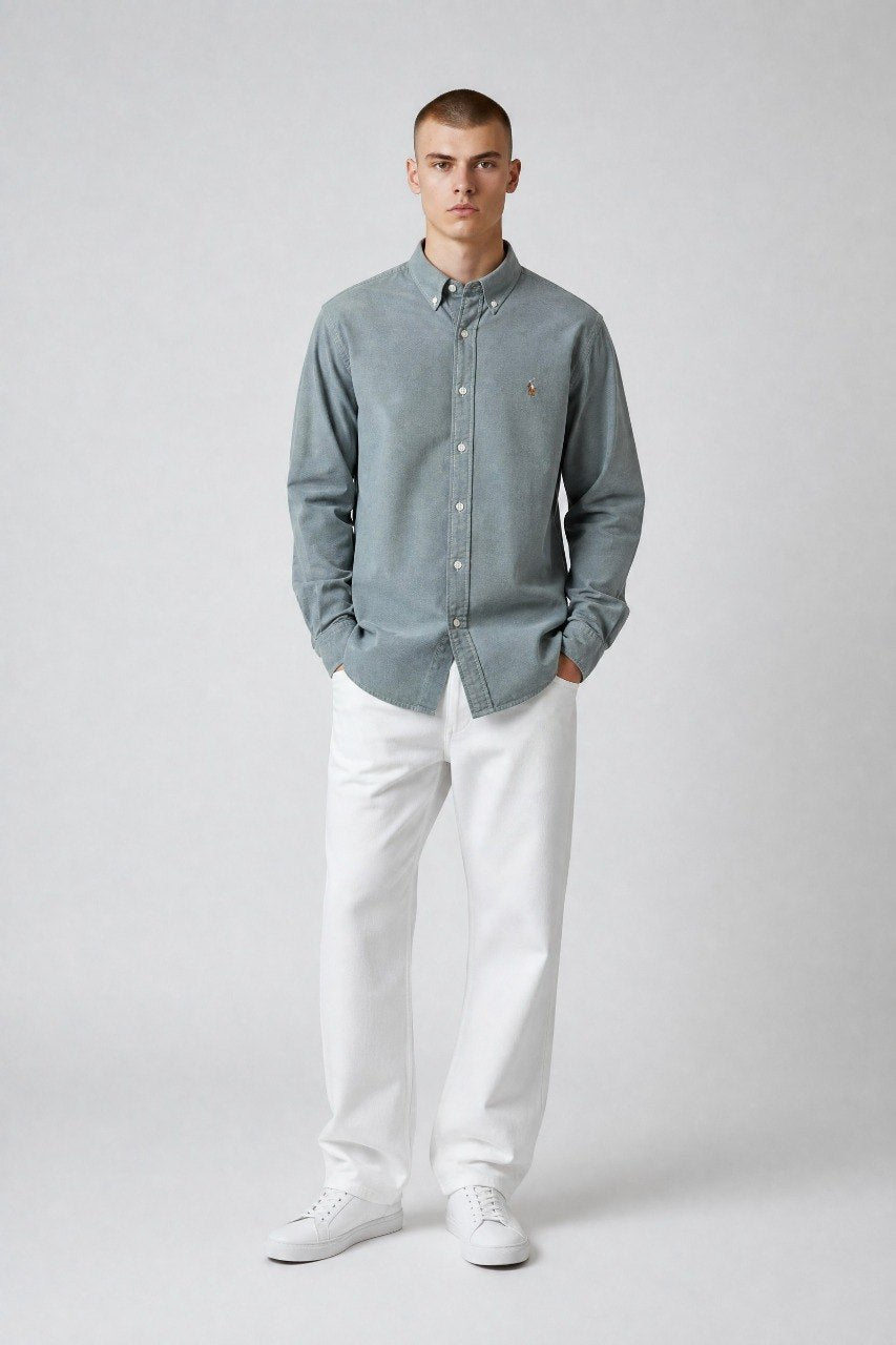 Polo Ralph Lauren Premium Oxford Button-Down Shirt for Men – Classic Relaxed Fit Smart Casual Shirt 🩶✨