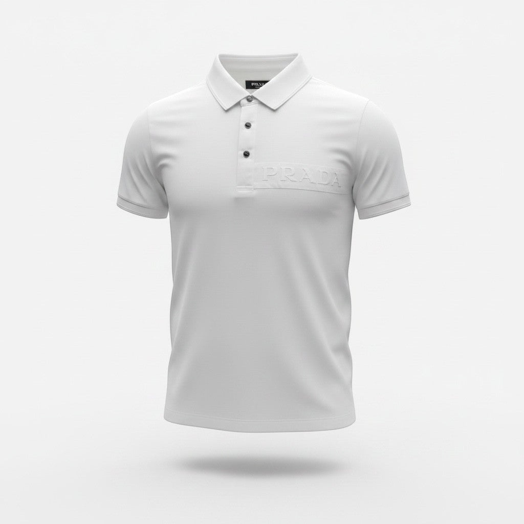 Prada Black Polo Shirt 🖤⚡ Embossed Logo Edition