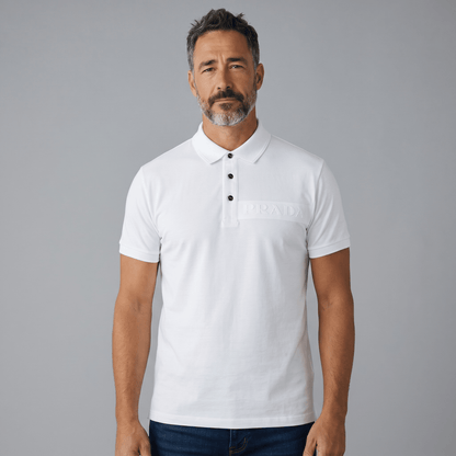 Prada Black Polo Shirt 🖤⚡ Embossed Logo Edition