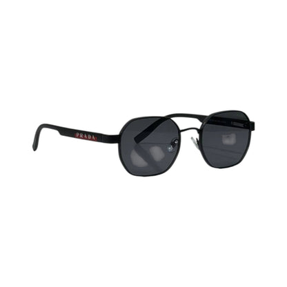 Prada Linea Rossa Black Hexagonal Sunglasses
