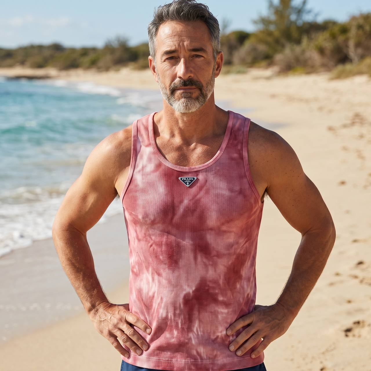 Prada Milano Tie-Dye Ribbed Tank Top – Rose Pink Summer Edition 🌸☀️