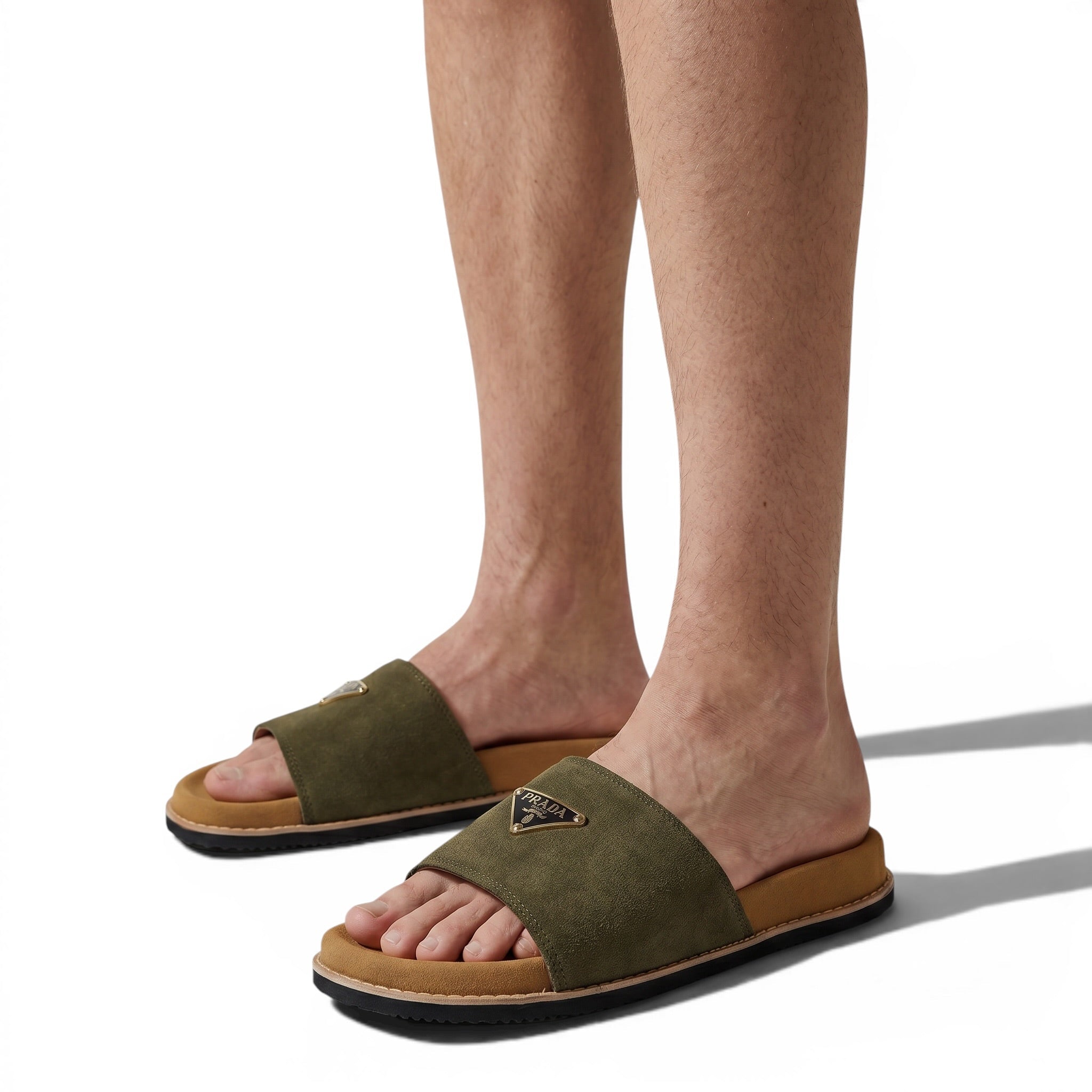 Prada Olive Comfort Slides – Luxury Minimal Summer Sandals 💚👡