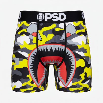 PSD Shark Camo Performance Boxer Briefs — Neon Yellow