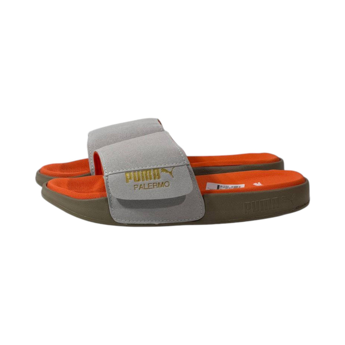 Puma Palermo Comfort Slides — Grey & Orange