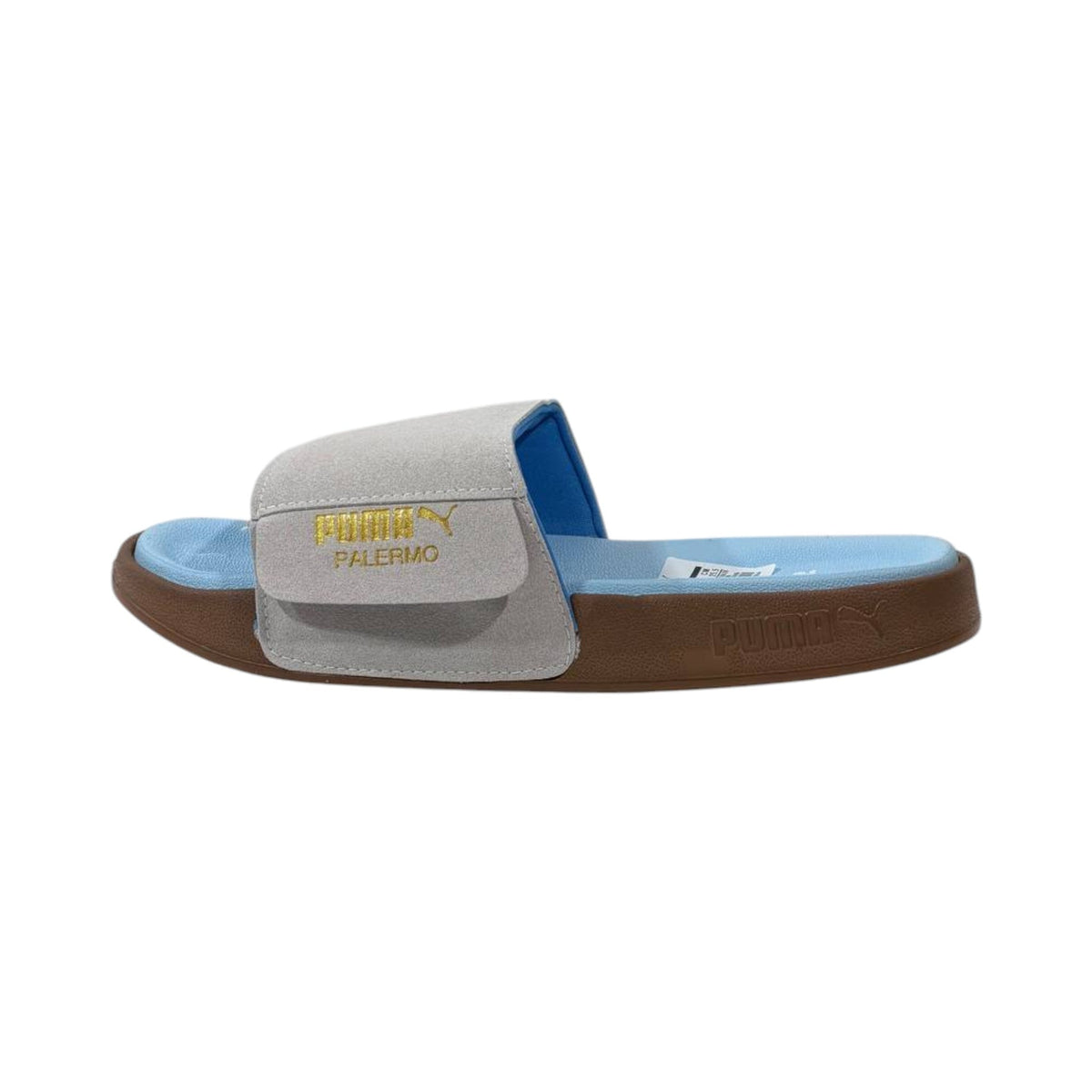 Puma Palermo Comfort Slides — Sky Blue & Grey