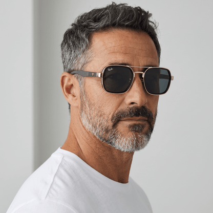 🕶️ Ray-Ban Ferrari Carbon Fiber Square Sunglasses – Black & Gold Racing Edition 🏎️✨