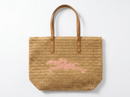 🌸 Riviera Woven Beach Tote Bag – Blush Pink Edition 🌸