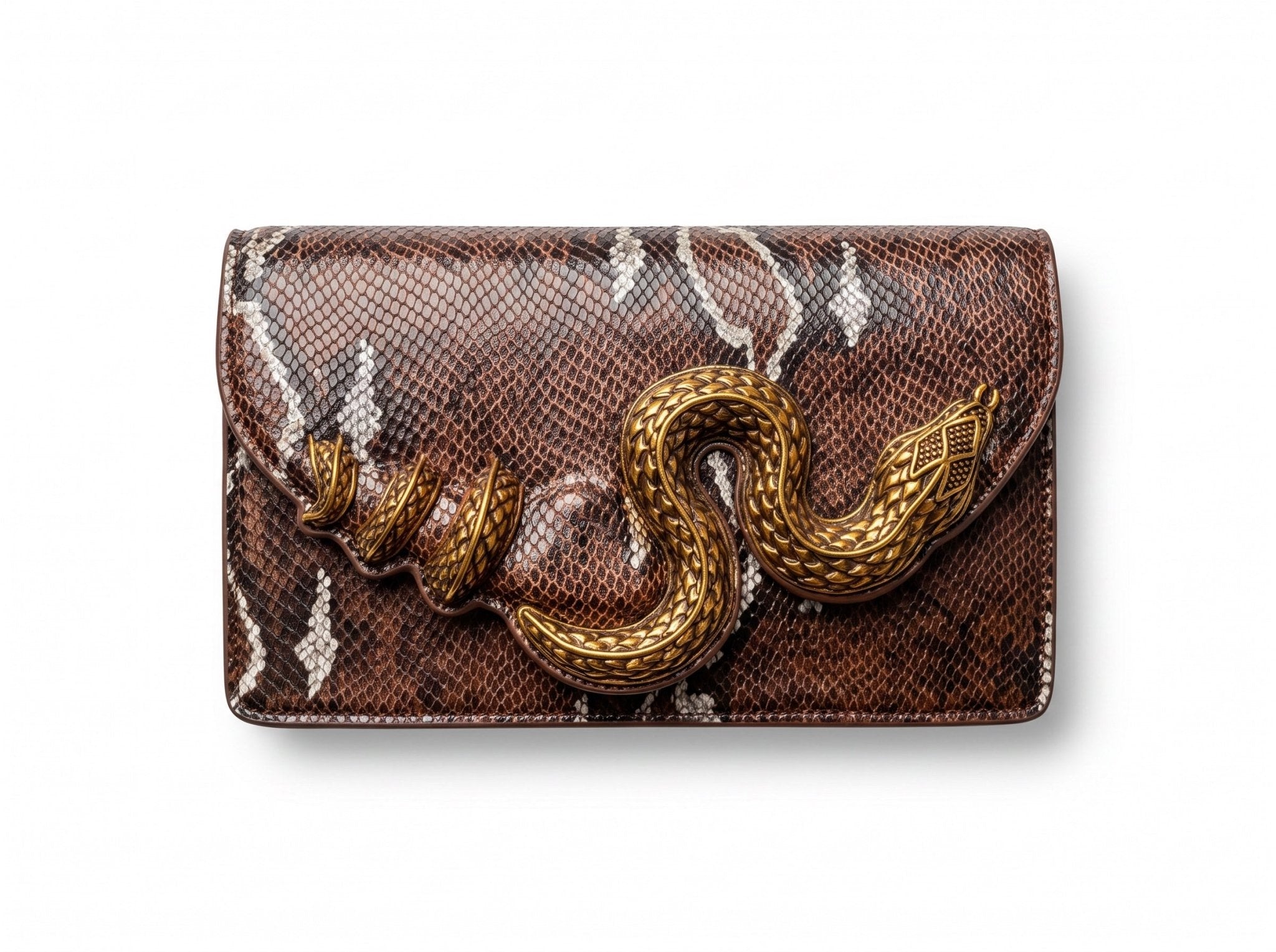 Roberto Cavalli Clutch – Brown Snake Print 🐍👜