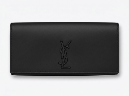 Saint Laurent Matte Black YSL Leather Clutch 🖤✨👛🔥
