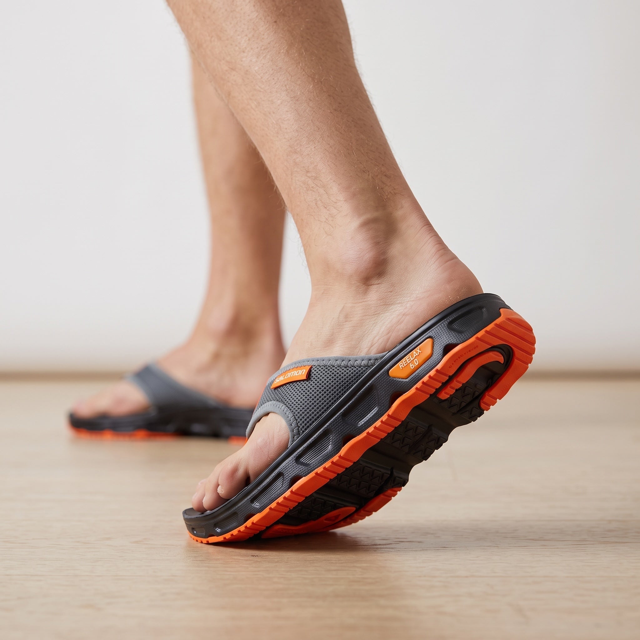Salomon Reelax 6.0 – Grey Orange Flip Sandal 🩴