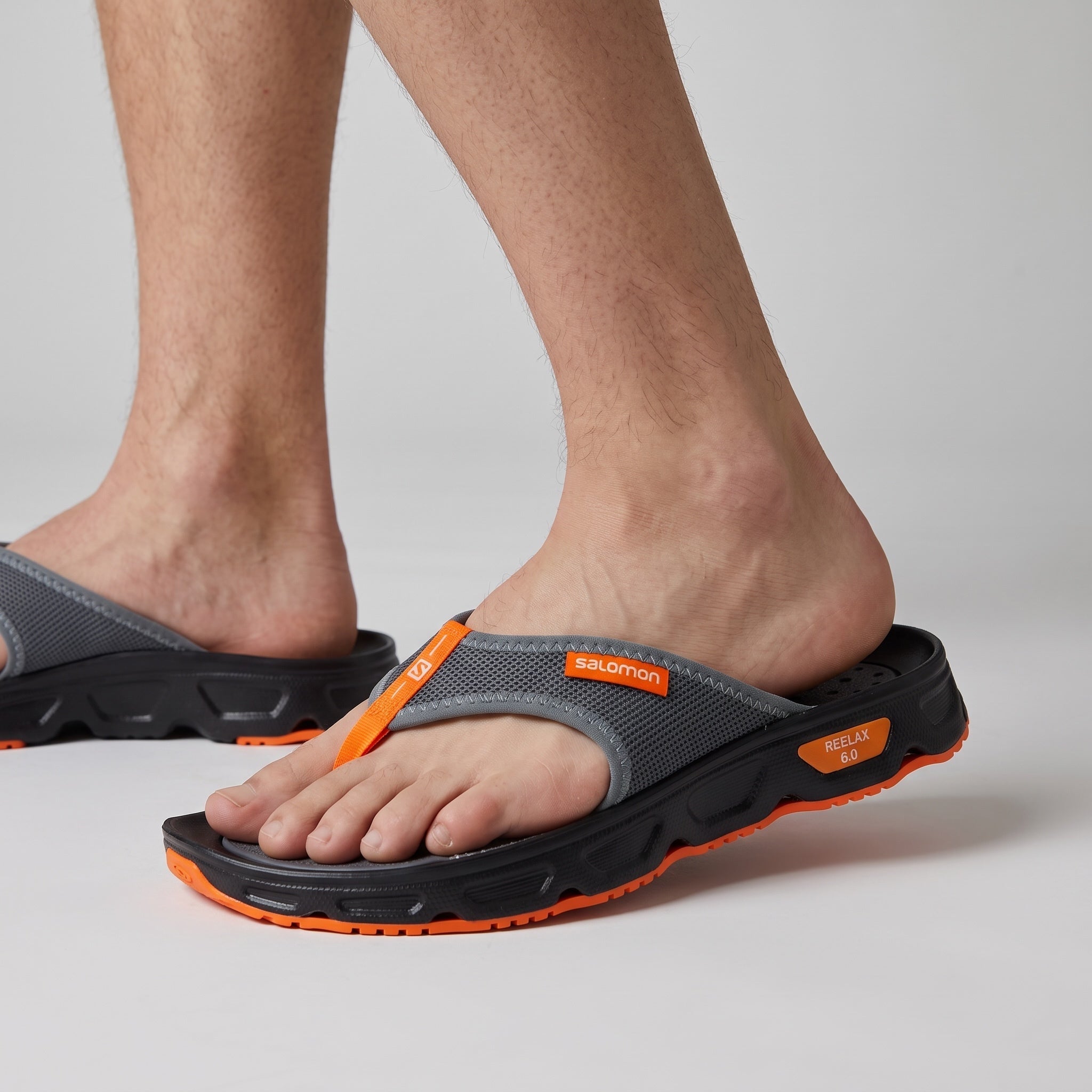 Salomon Reelax 6.0 – Grey Orange Flip Sandal 🩴