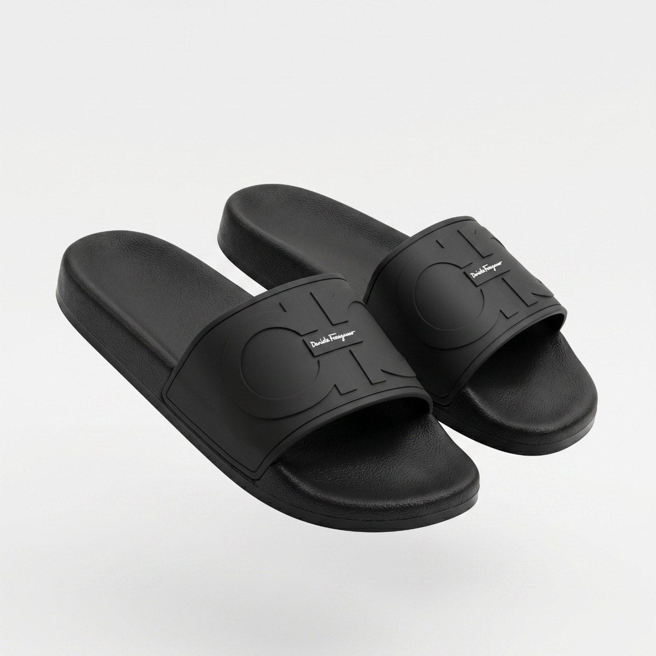⚫✨ Salvatore Ferragamo Black Logo Slide Sandals | Luxury Comfort Slides 👣