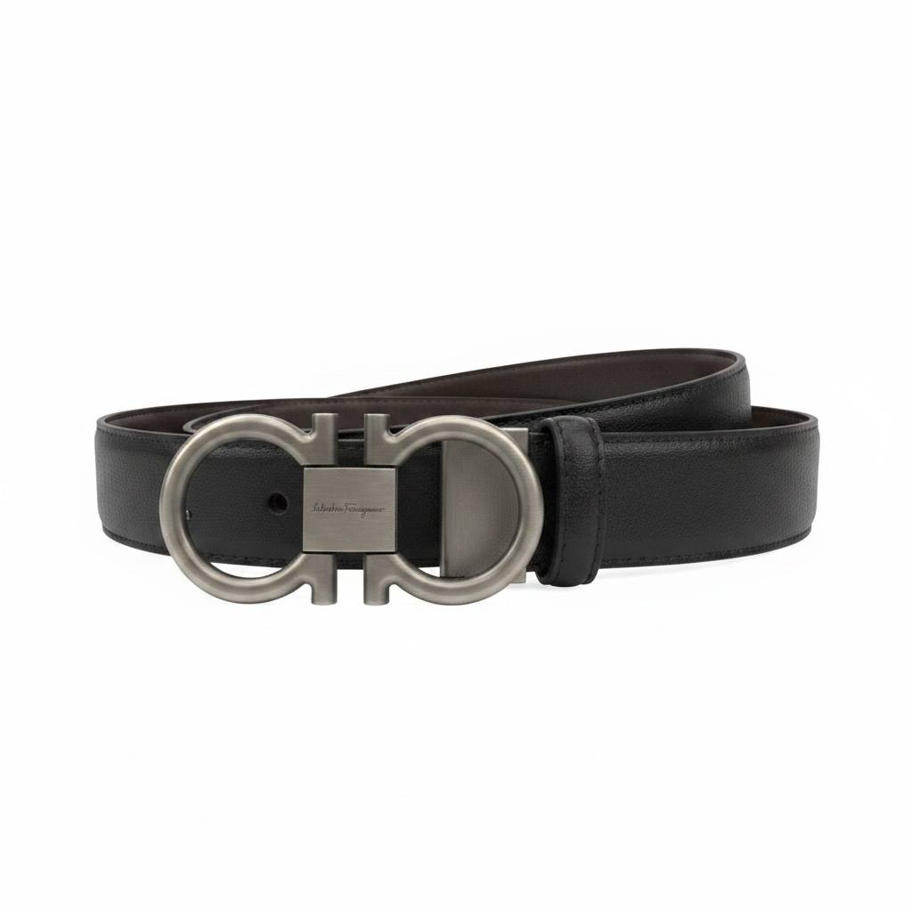 ✨ Salvatore Ferragamo Gancini Reversible Leather Belt 115CM – Black & Brown