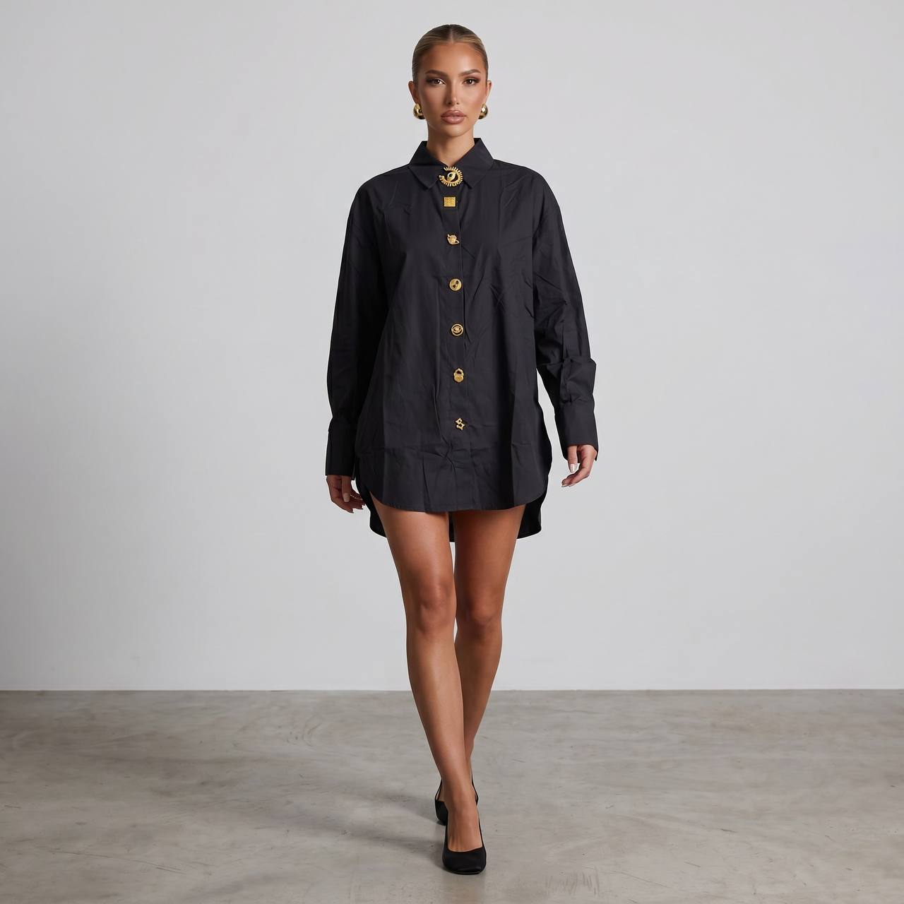Schiaparelli Black Icon Button Shirt Dress 🖤