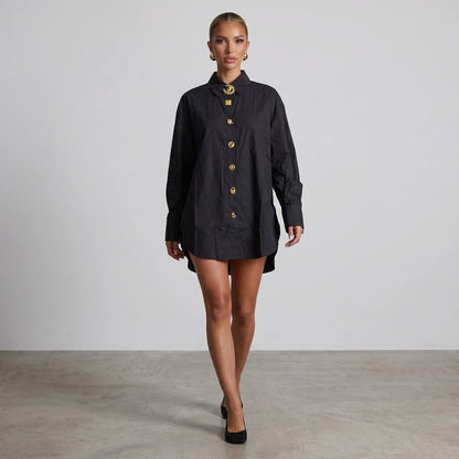 Schiaparelli Black Icon Button Shirt Dress 🖤