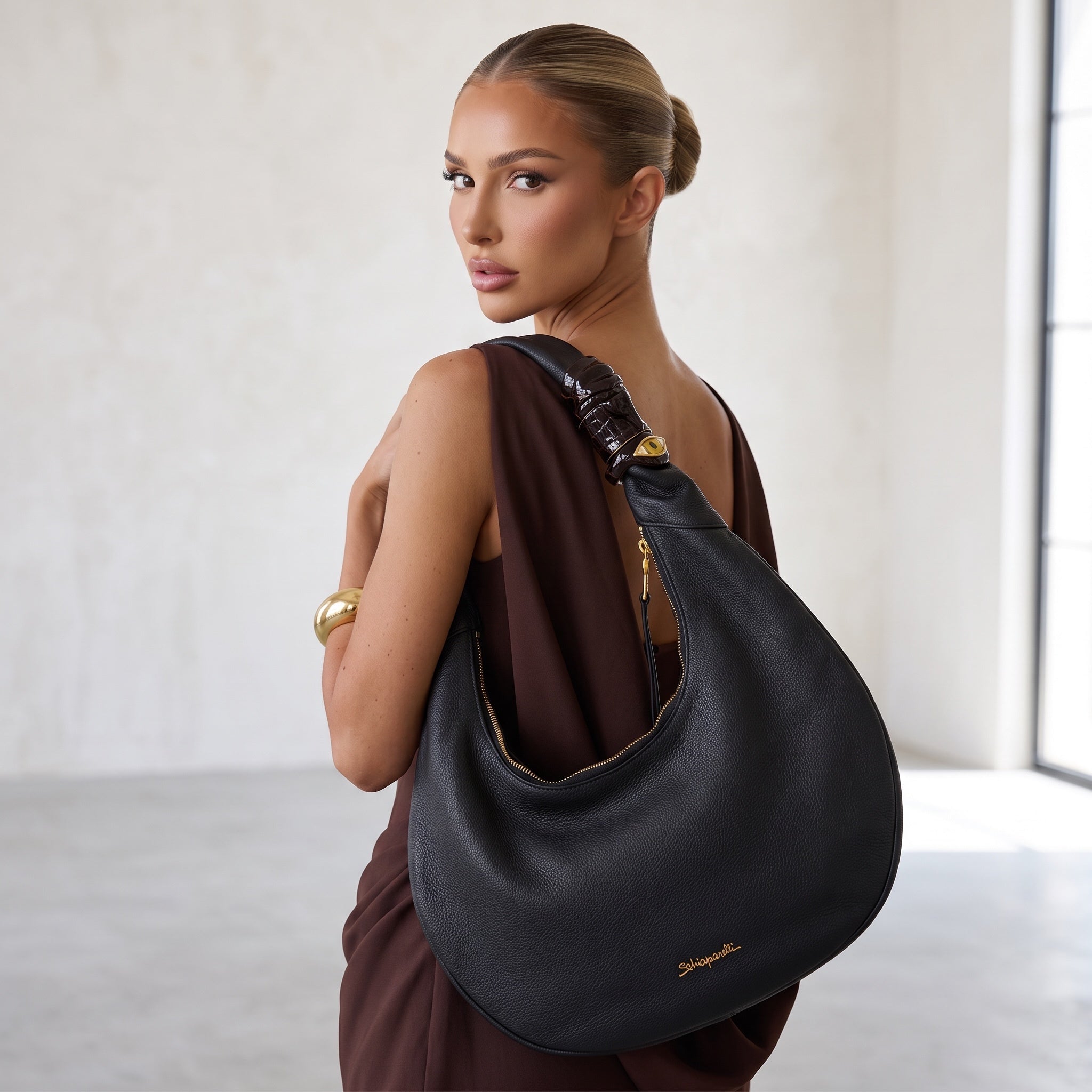 Schiaparelli Hobo – Black Crescent Bag 🖤👜large size