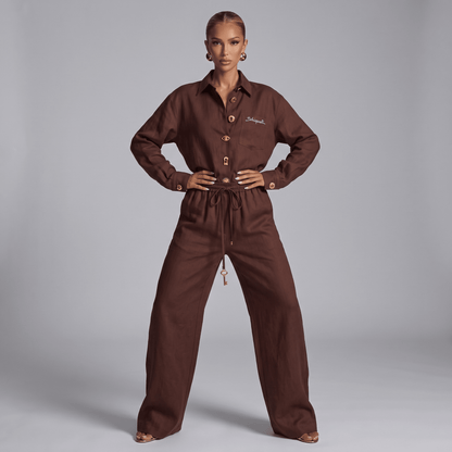 Schiaparelli Linen Shirt & Pants Set one size🥥🍫