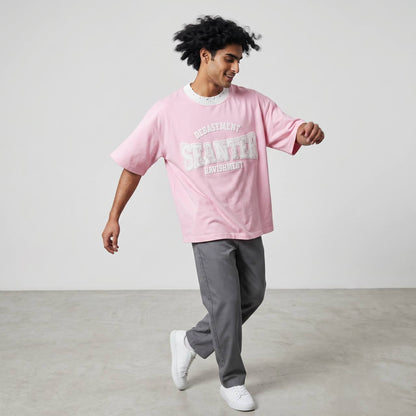 Seanter Oversized Graphic T-Shirt – Baby Pink Edition 🌸✨