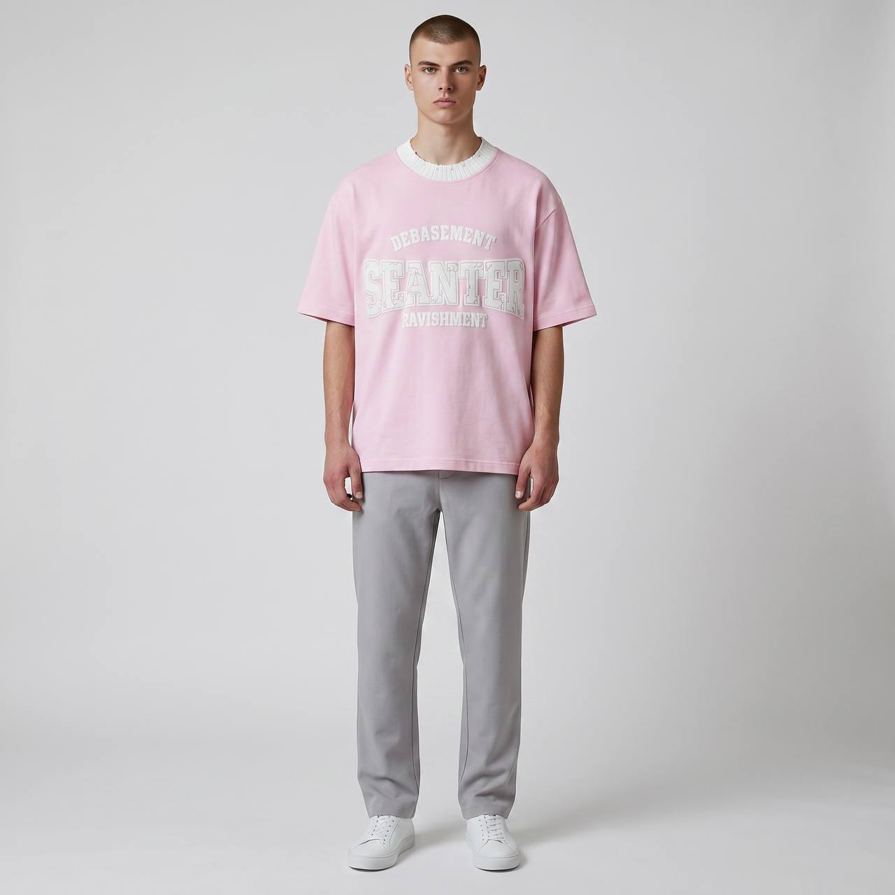Seanter Oversized Graphic T-Shirt – Baby Pink Edition 🌸✨