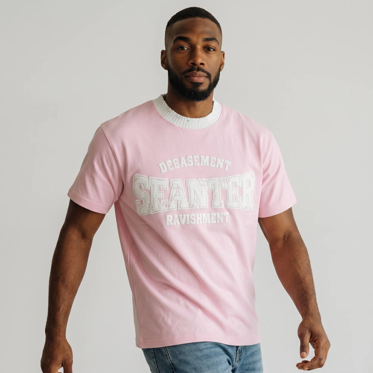 Seanter Oversized Graphic T-Shirt – Baby Pink Edition 🌸✨